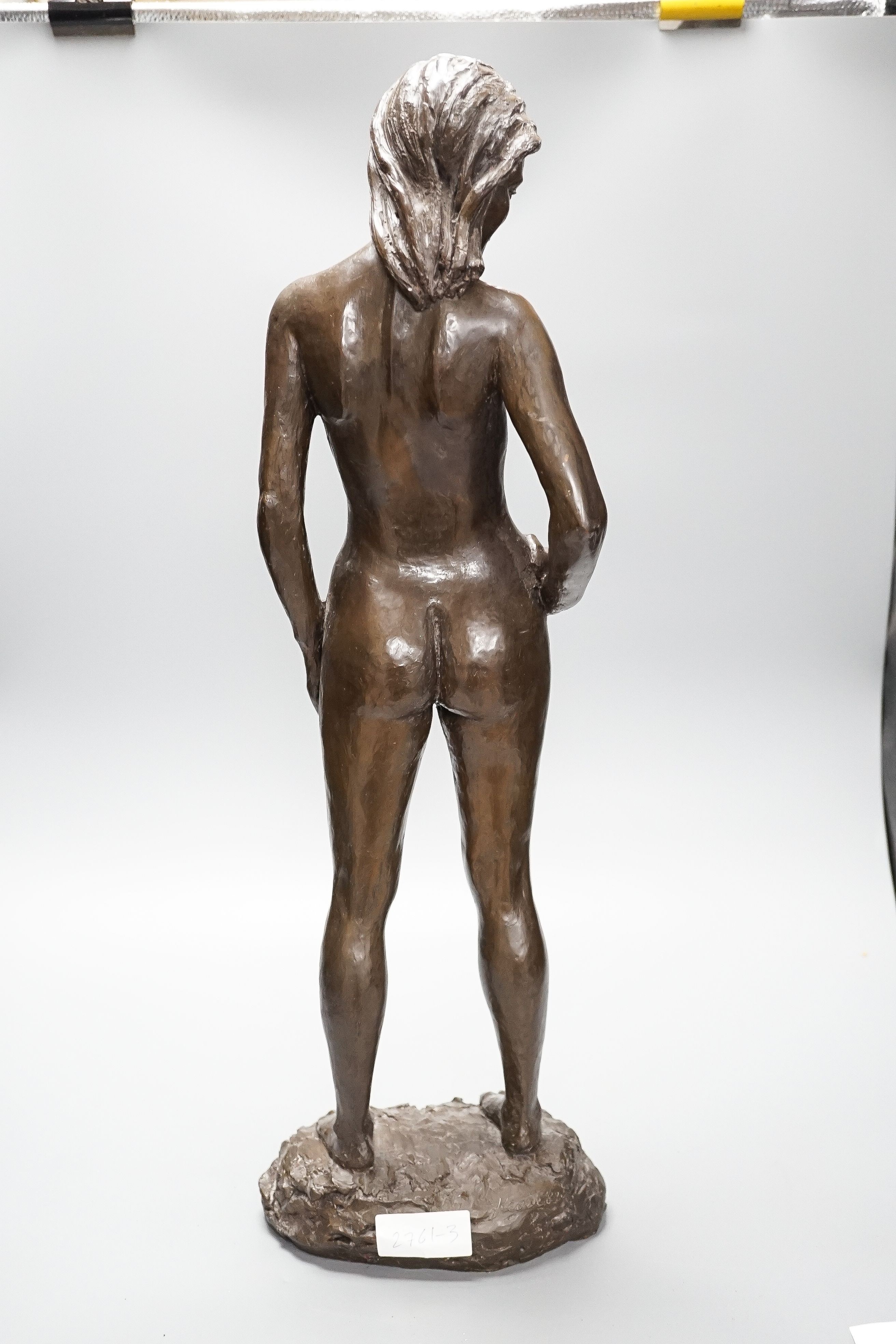 A large bronzed resin figure “Fiona standing” signed Kerek ‘83 64cm